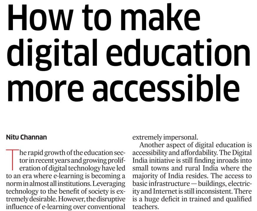 How to make digital education more accessible by Nitu Channan, MADE EASY SCHOOL, Gurugram