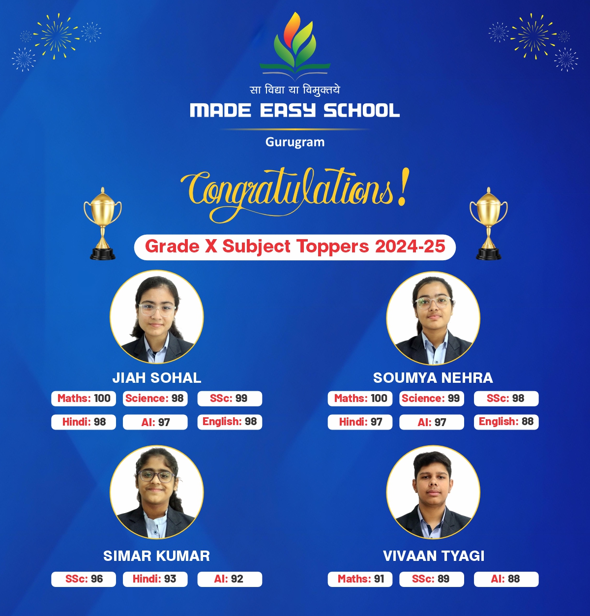 MADE EASY SCHOOOL GURUGRAM 10th Results